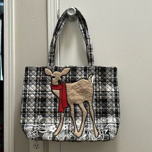 VERA BRADLEY REINDEER TOTE & ZIP ID- RETIRED STYLE